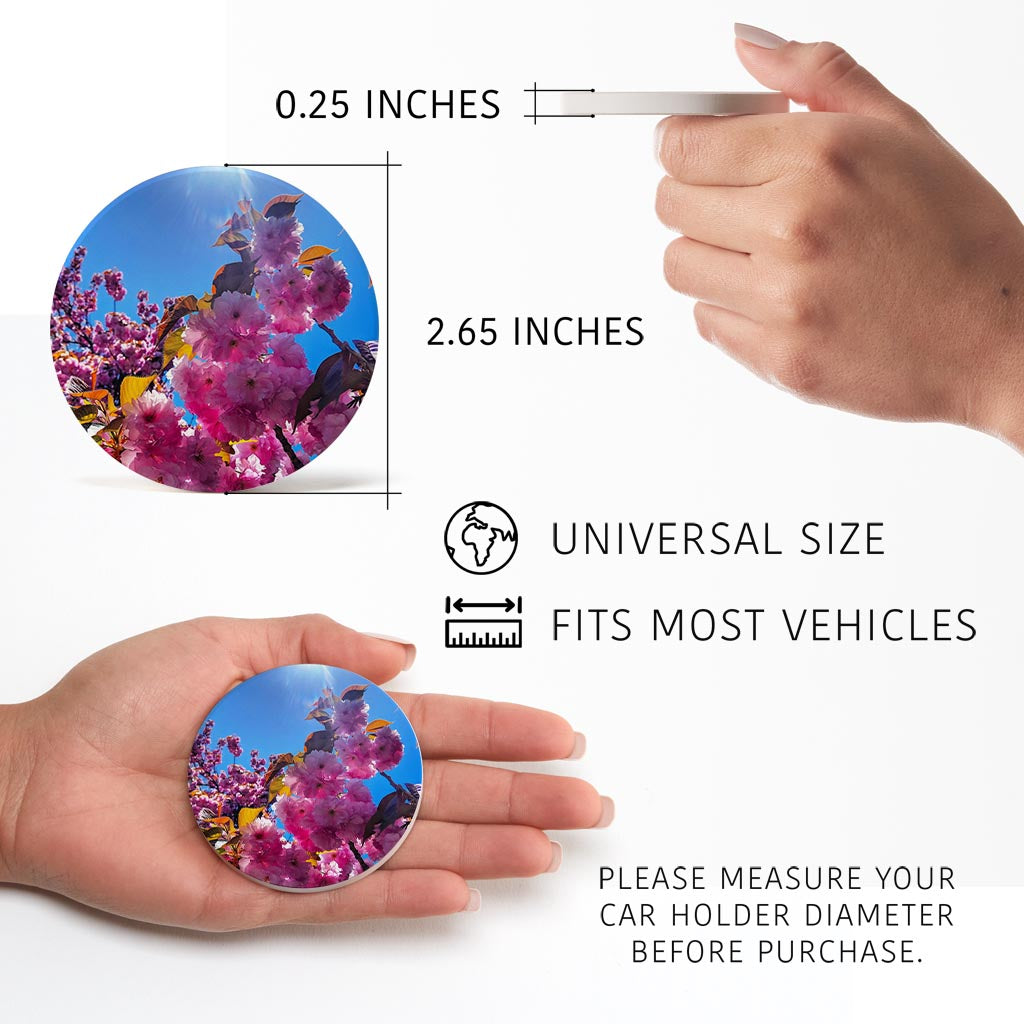 Monokian Cherry Blossoms | Absorbent Car Coasters | Set of 2 | Min 4