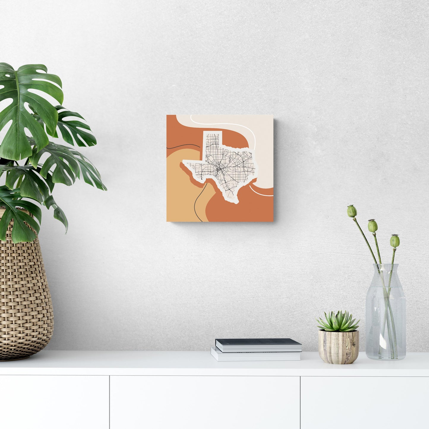 Vintage Groove Fluid Orange Map Texas Dallas | Wood Sign | Eaches | Min 2