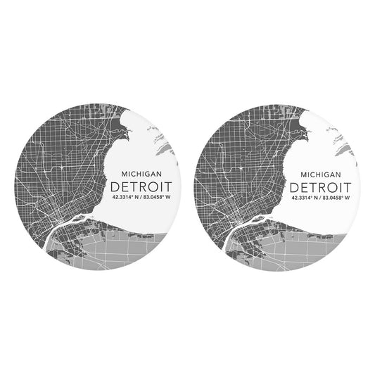 Grey Detroit Michigan Map & Coordinates | 2.65x2.65
