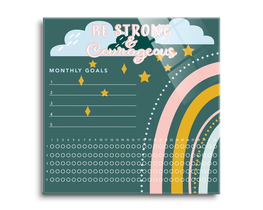 Childrens Green Rainbow Habit Tracker| Hi-Def Glass Art | Eaches | Min 2