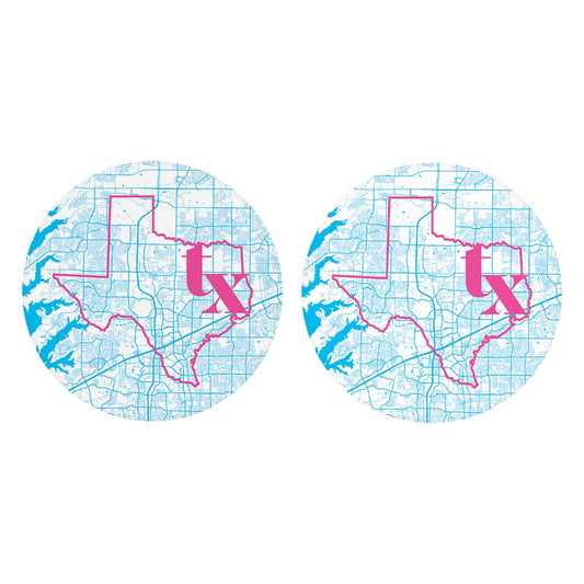 Bright Modern Abbreviated State Map Blue Texas Frisco
