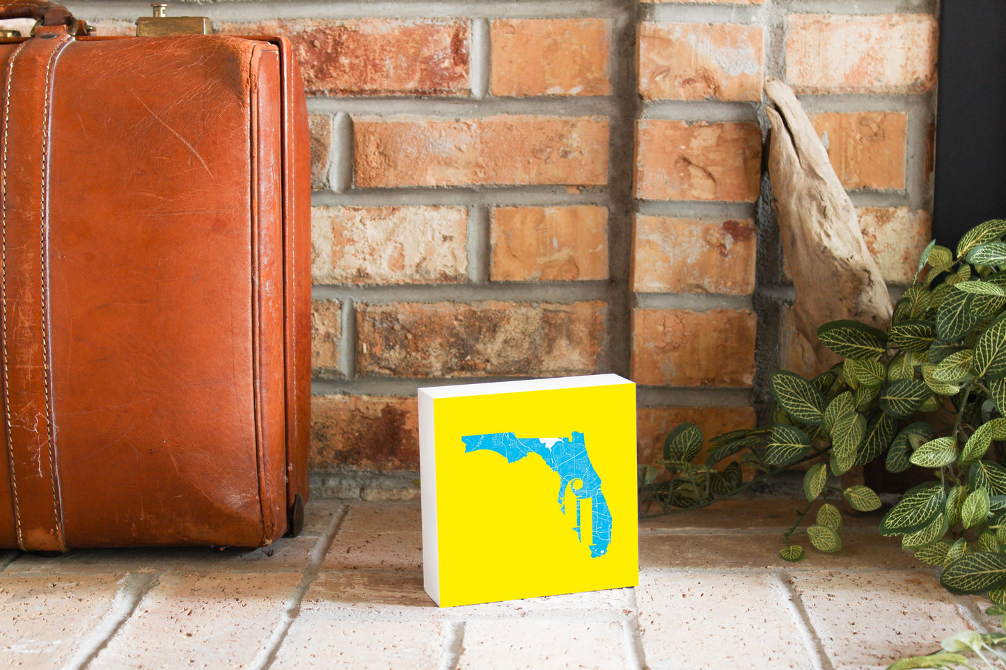 Bright Modern Abbreviated State Yellow Florida Tallahassee | Wood Block | Eaches | Min 4