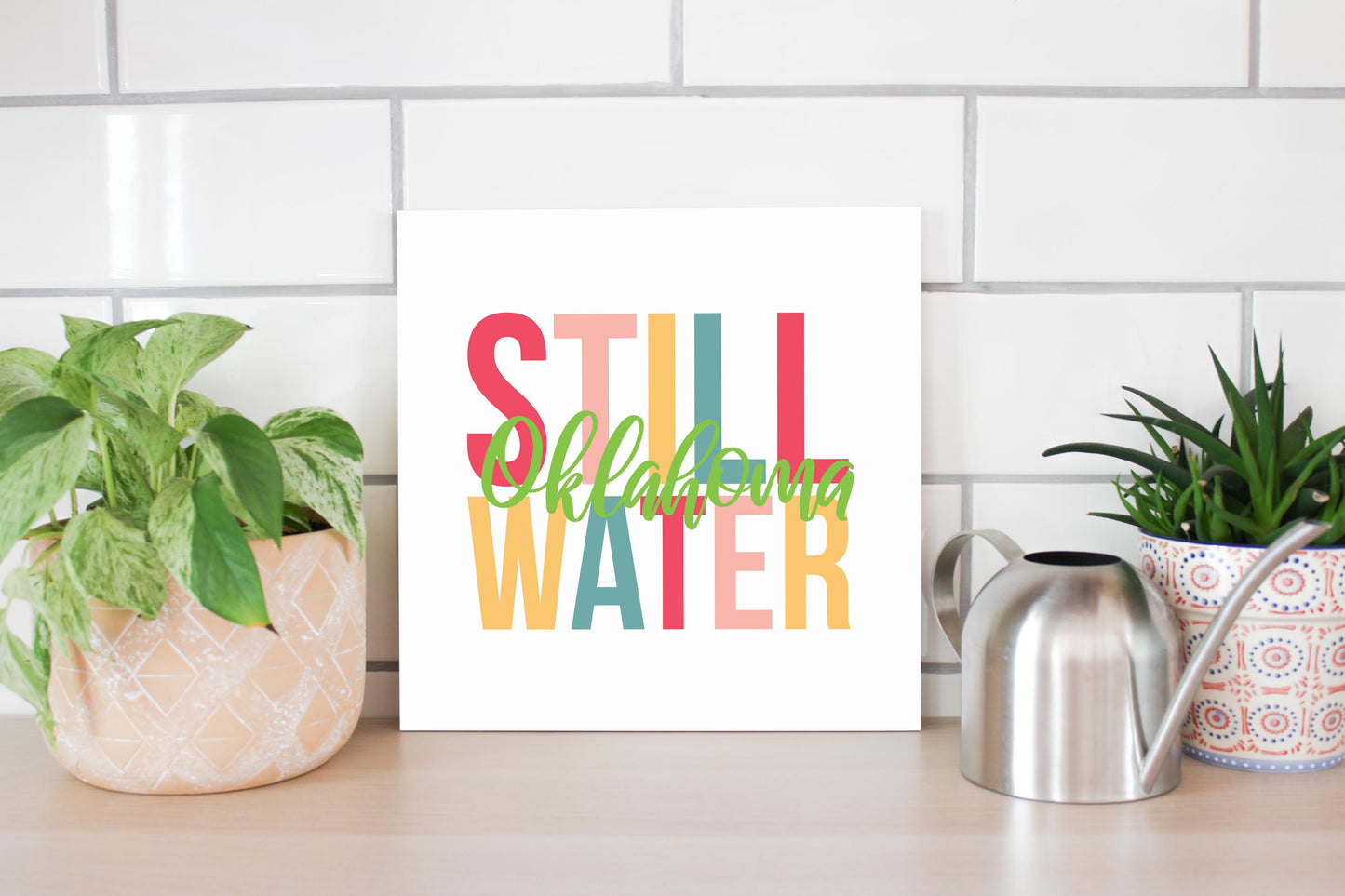 Boho Color City And State Oklahoma Stillwater | Wood Sign | Eaches | Min 2