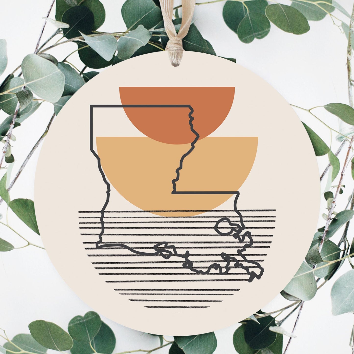 Vintage Groove Shape Stack Louisiana | Wood Ornament | Eaches | Min 1