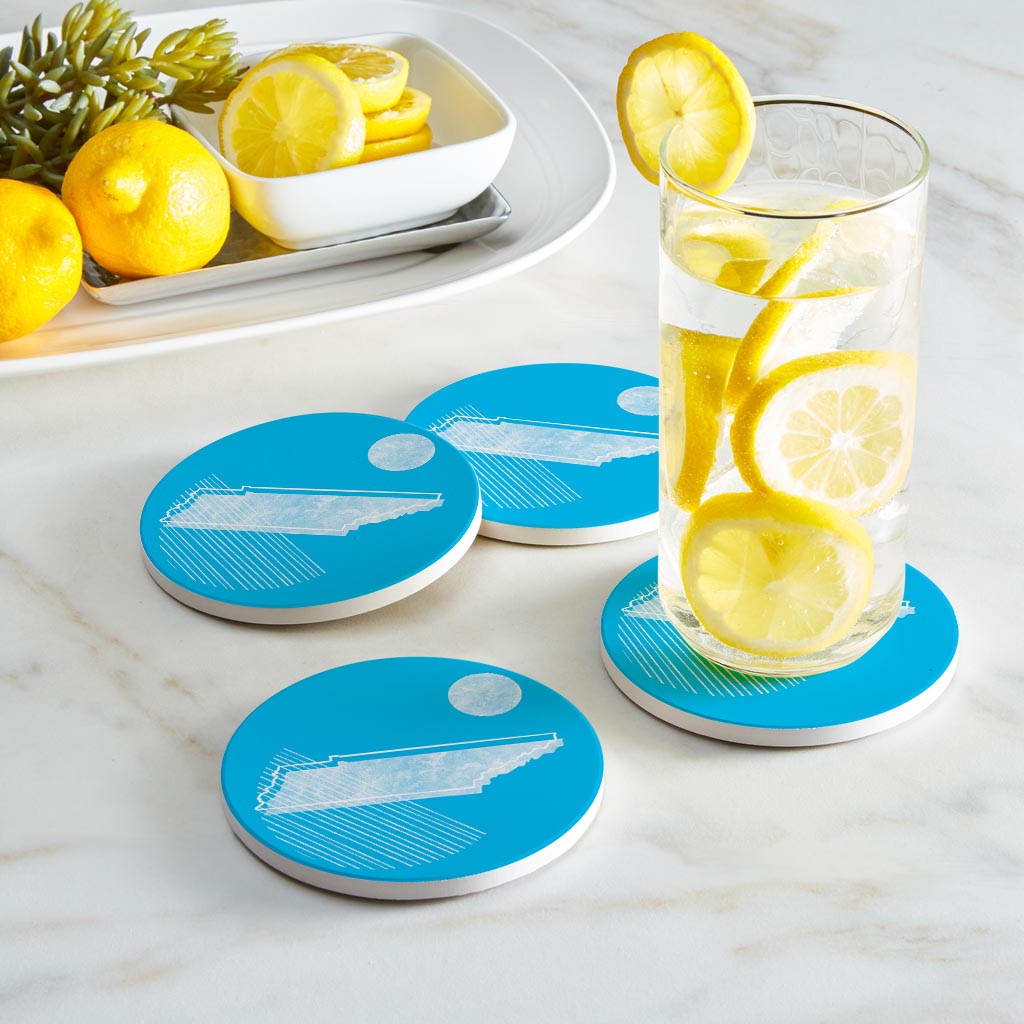 Bright Modern Geometric On Blue Tennessee | Absorbent Coasters | Set of 4 | Min 2
