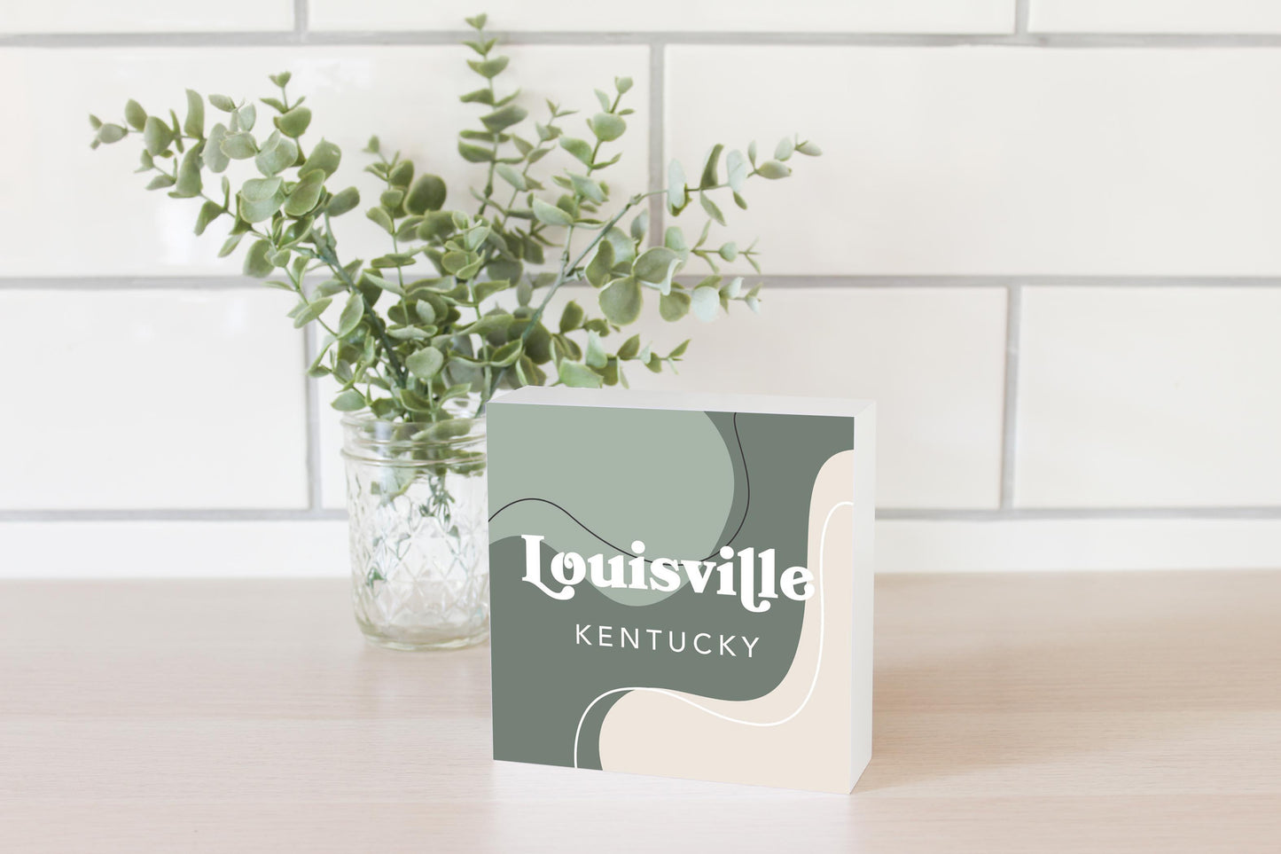 Vintage Groove Fluid Green Kentucky Louisville | Wood Block | Eaches | Min 4