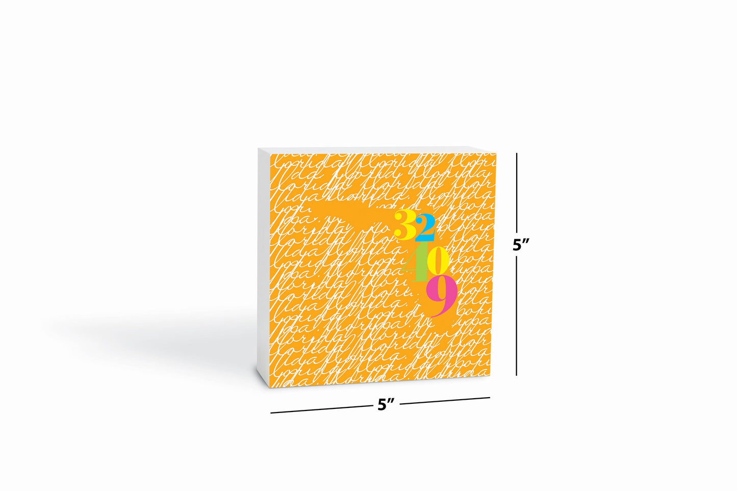 Bright Modern State Script Orange Florida Panama | Wood Block | Eaches | Min 4