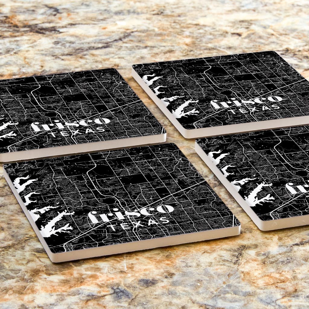 Black and White Black Map Texas Frisco