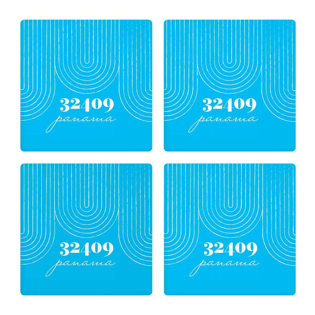 Bright Modern City Zip On Teal Florida Panama | Absorbent Coasters | Set of 4 | Min 2