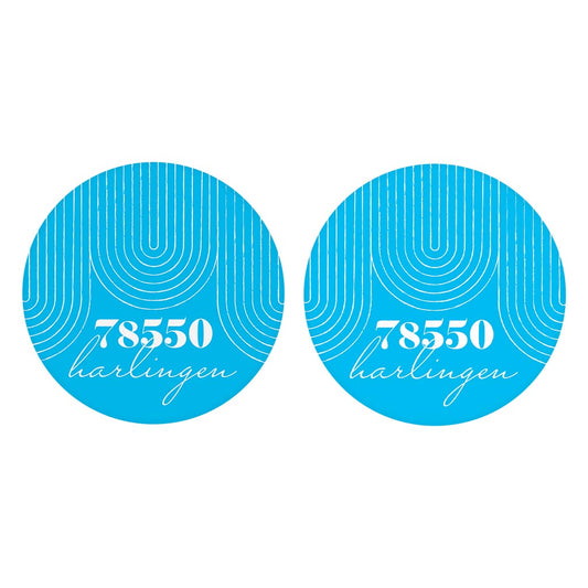 Bright Modern City Zip On Teal Texas Harlingen | Absorbent Car Coasters | Set of 2 | Min 4