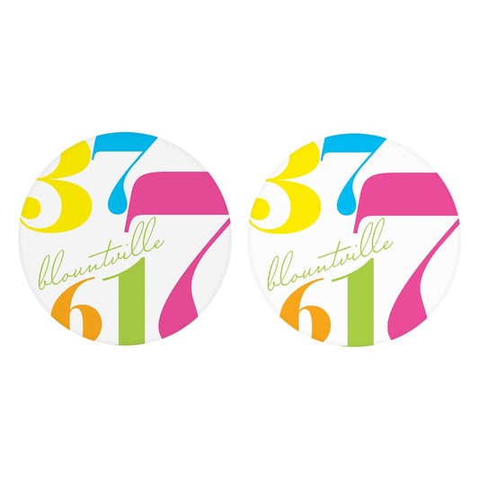 Bright Modern Color Block City Zip Tennessee Blountville | Absorbent Car Coasters | Set of 2 | Min 4