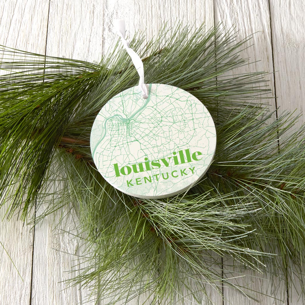 Bright Modern Green Map Kentucky Louisville | Wood Ornament | Eaches | Min 6