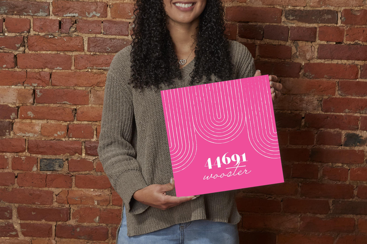 Bright Modern City Zip On Pink Ohio Wooster | Wood Sign | Eaches | Min 2
