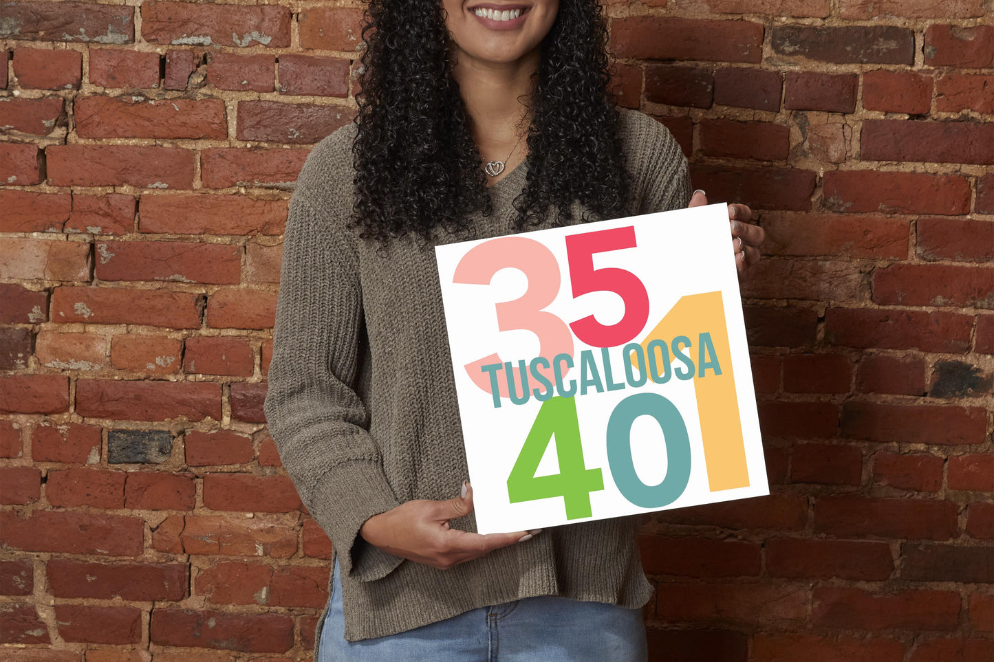 Boho Color Color Block City Zip Alabama Tuscaloosa | Wood Sign | Eaches | Min 2