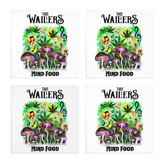Square Coasters Mind Food Music and Mushrooms Set of Four