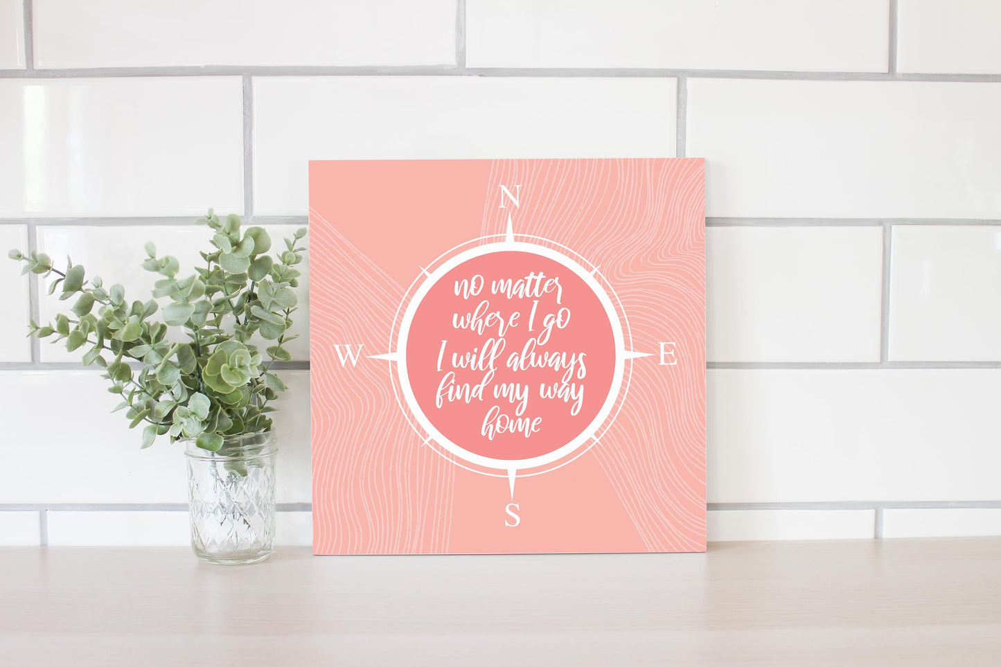 Boho Color Compass On Pink Quote | Wood Sign | Eaches | Min 2