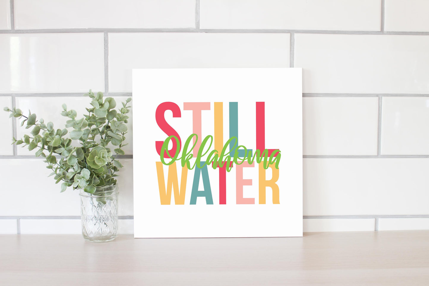 Boho Color City And State Oklahoma Stillwater | Wood Sign | Eaches | Min 2