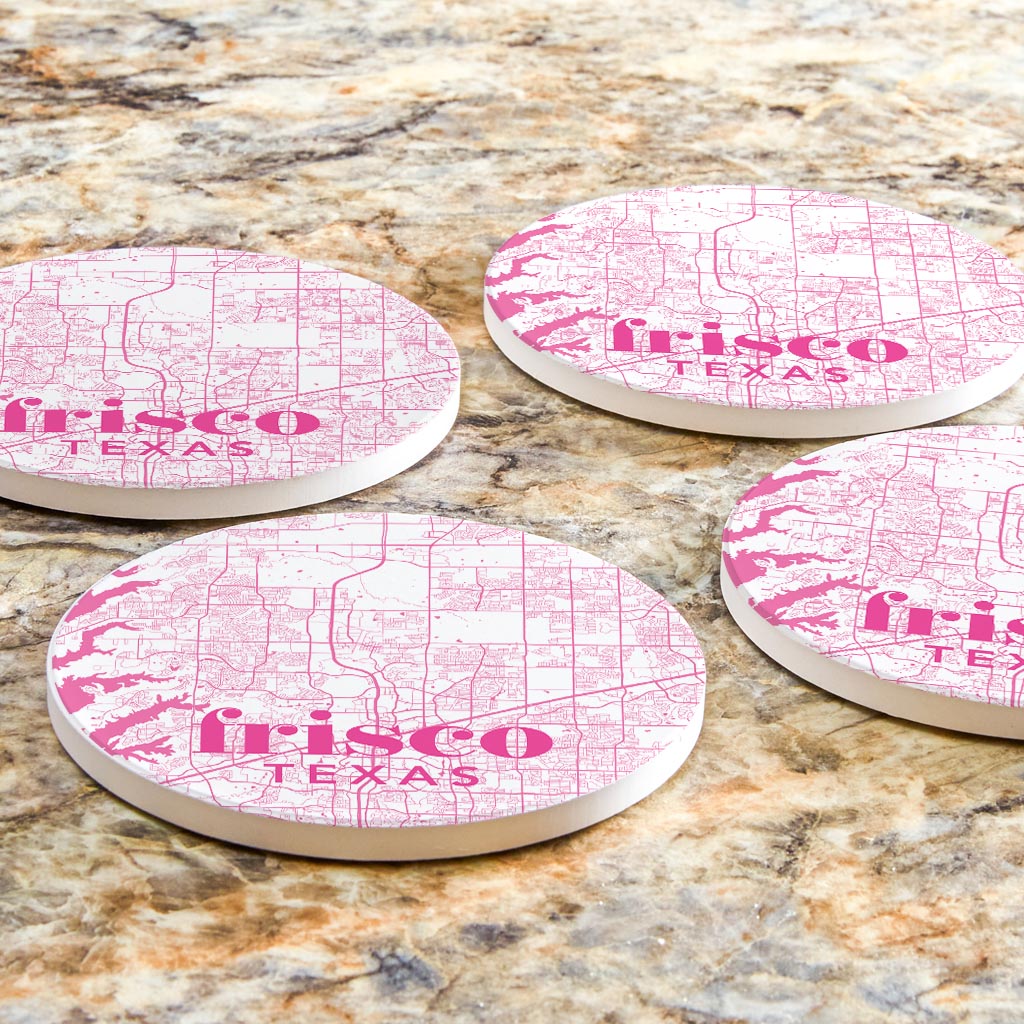 Bright Modern Pink Map Texas Frisco