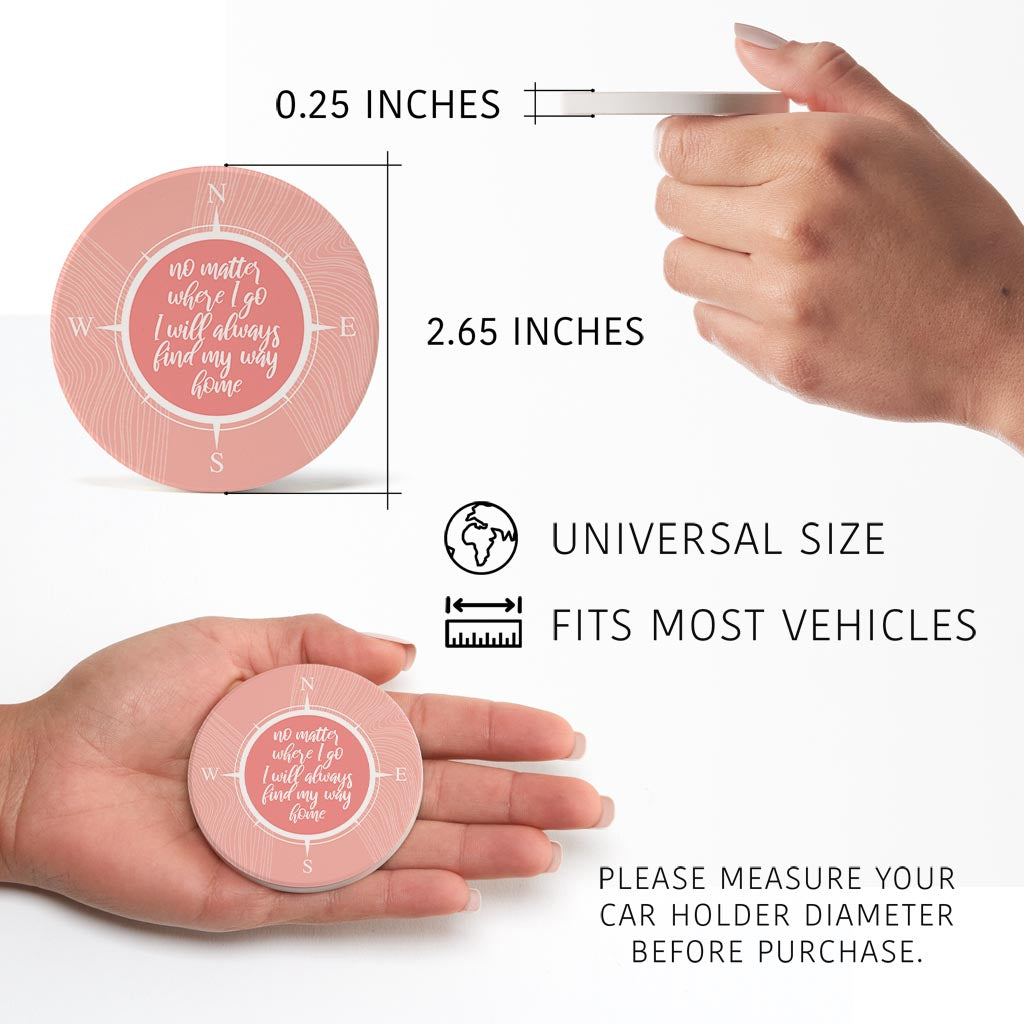 Boho Color Compass On Pink Quote| Absorbent Car Coasters | Set of 2 | Min 4