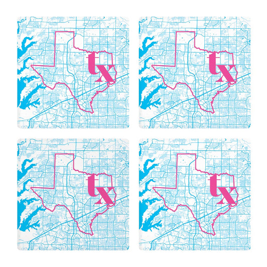 Bright Modern Abbreviated State Map Blue Texas Frisco