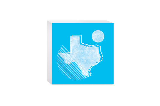 Bright Modern Geometric On Blue Texas | Wood Block | Eaches | Min 4