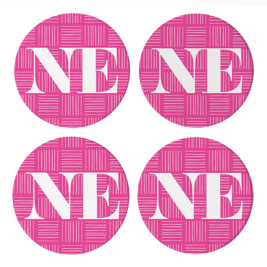 Bright Modern Abbreviated On Pink Nebraska | Absorbent Coasters | Set of 4 | Min 2