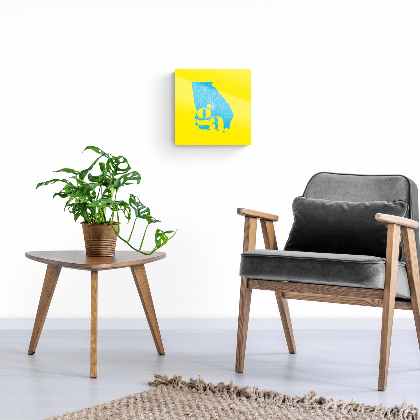 Bright Modern Abbreviated State Yellow Georgia | Hi-Def Glass Art | Eaches | Min 1