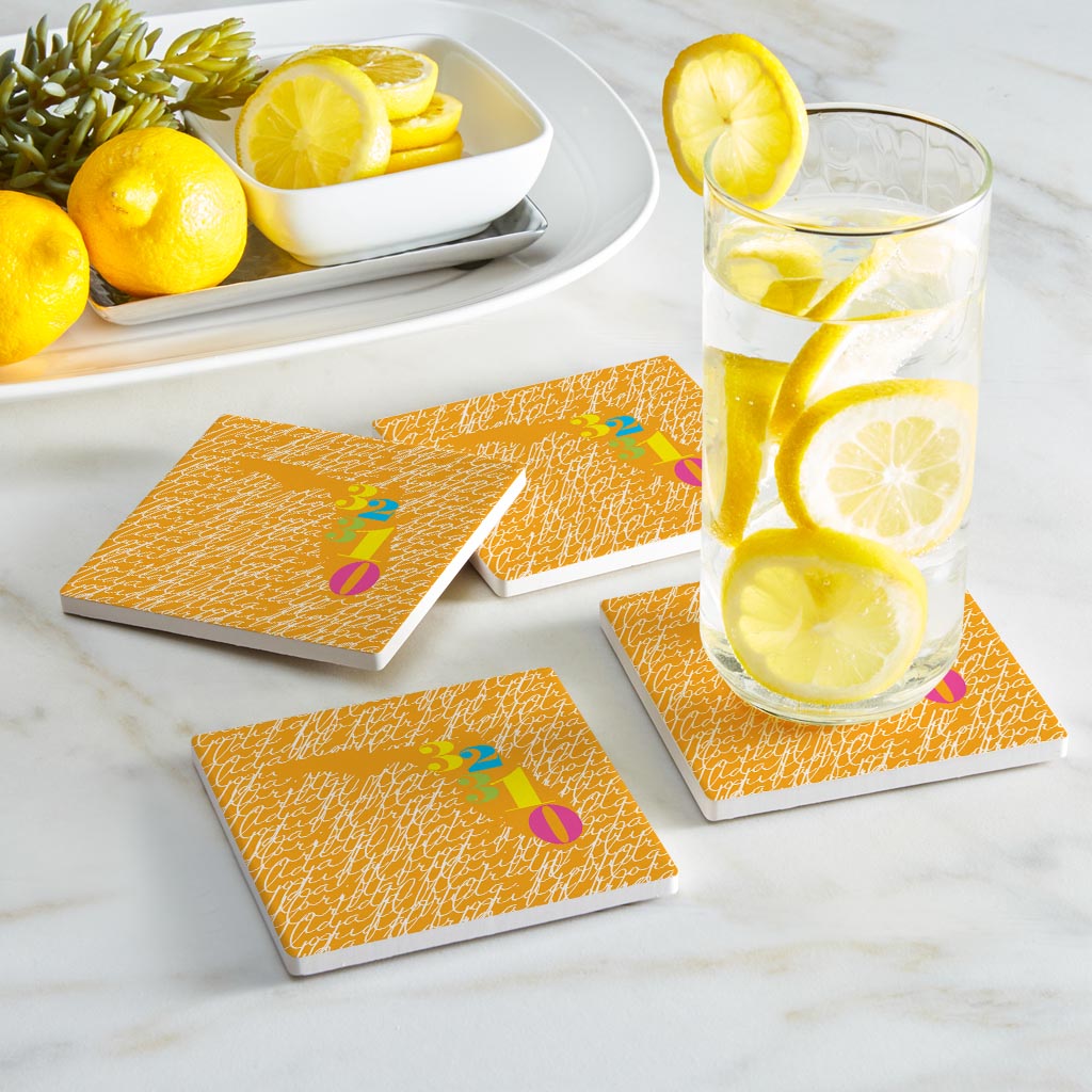Bright Modern State Script Orange Florida Tallahassee | Absorbent Coasters | Set of 4 | Min 2