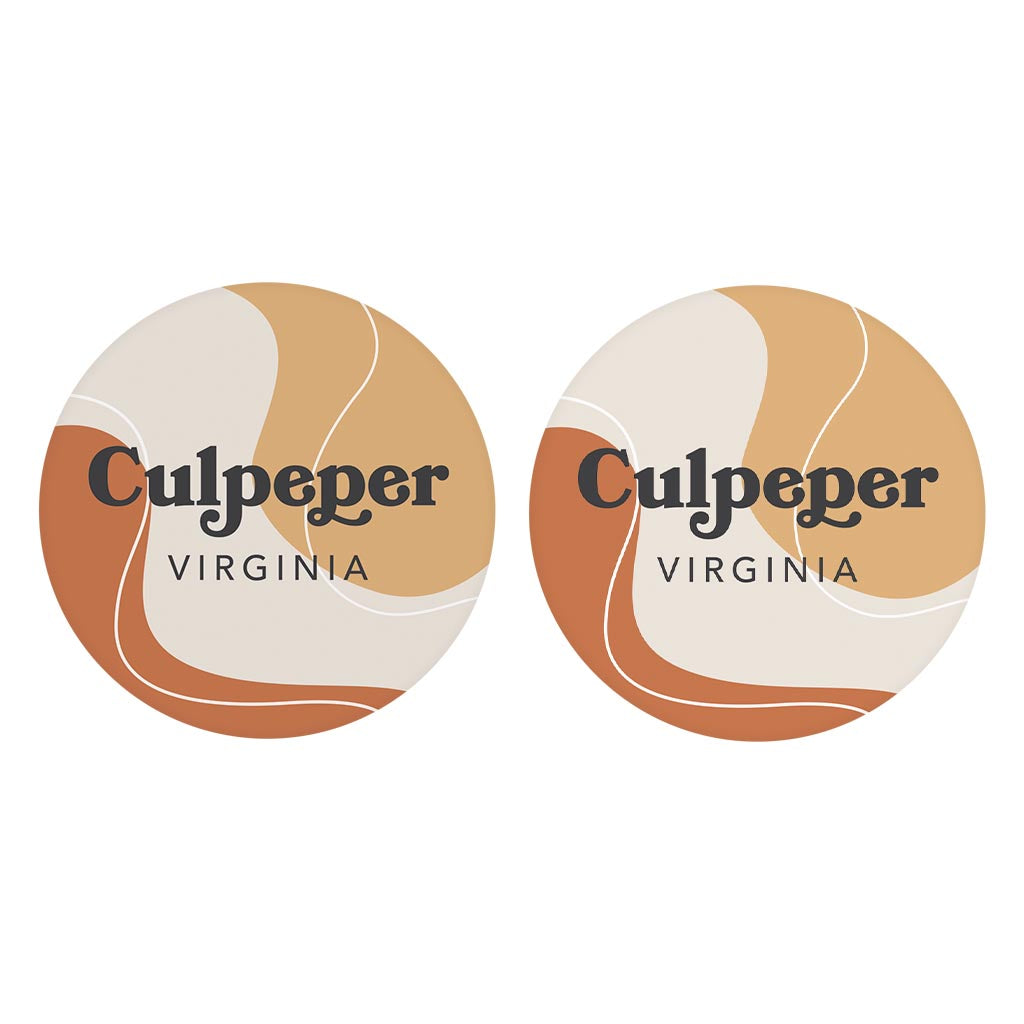 Vintage Groove Fluid Orange Virginia Culpeper | Absorbent Car Coasters | Set of 2 | Min 4