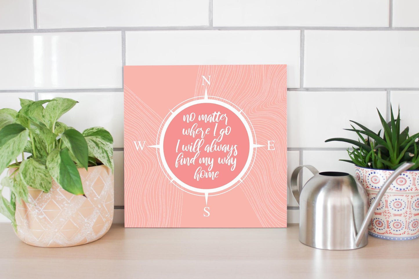 Boho Color Compass On Pink Quote | Wood Sign | Eaches | Min 2