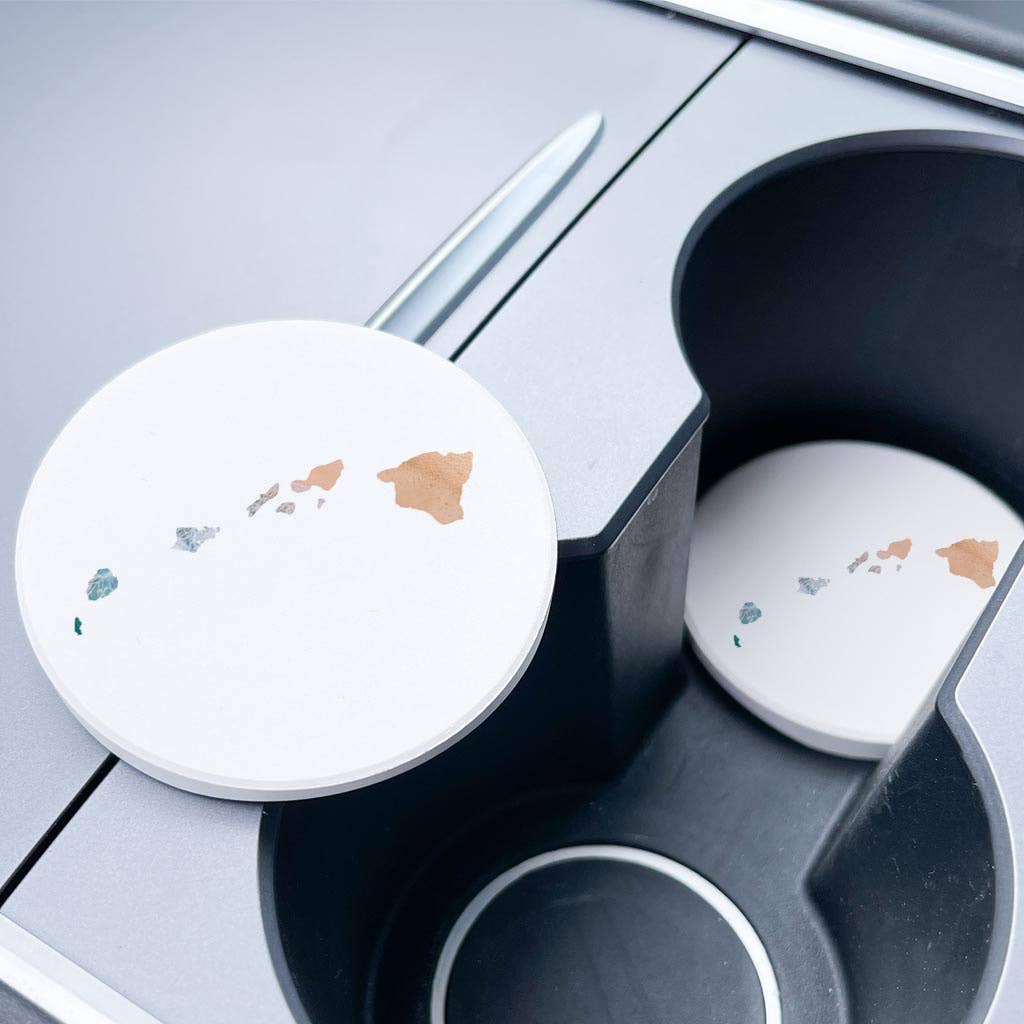 Hawaii State Shape Picture 2.65"x2.65" Absorbent Car Coaster