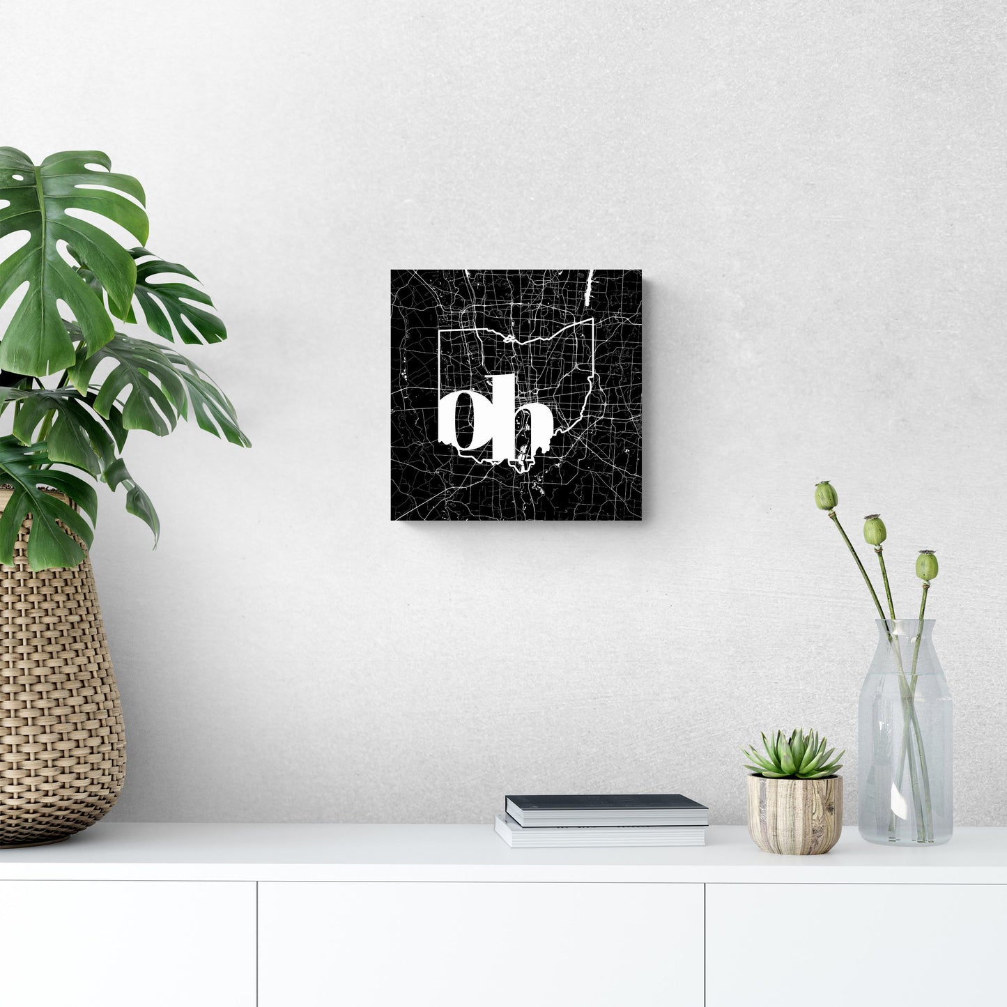 Black And White Abbreviated State Map Black Ohio Columbus | Wood Sign | Eaches | Min 2
