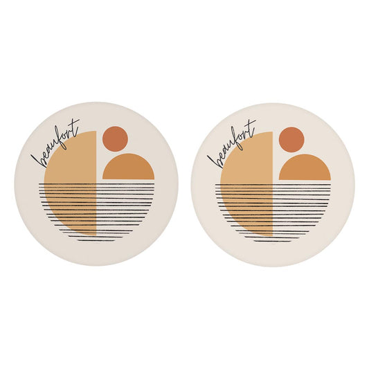 Vintage Groove Shapes South Carolina Beaufort| Absorbent Car Coasters | Set of 2 | Min 4