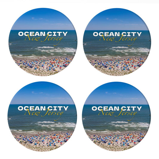 Beach Day Round Coaster| Absorbent Coasters | Set of 4 | Min 2