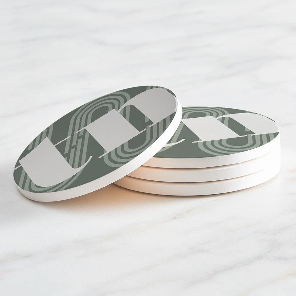 Vintage Groove Green Wave Lines Tennessee| Absorbent Coasters | Set of 4 | Min 2