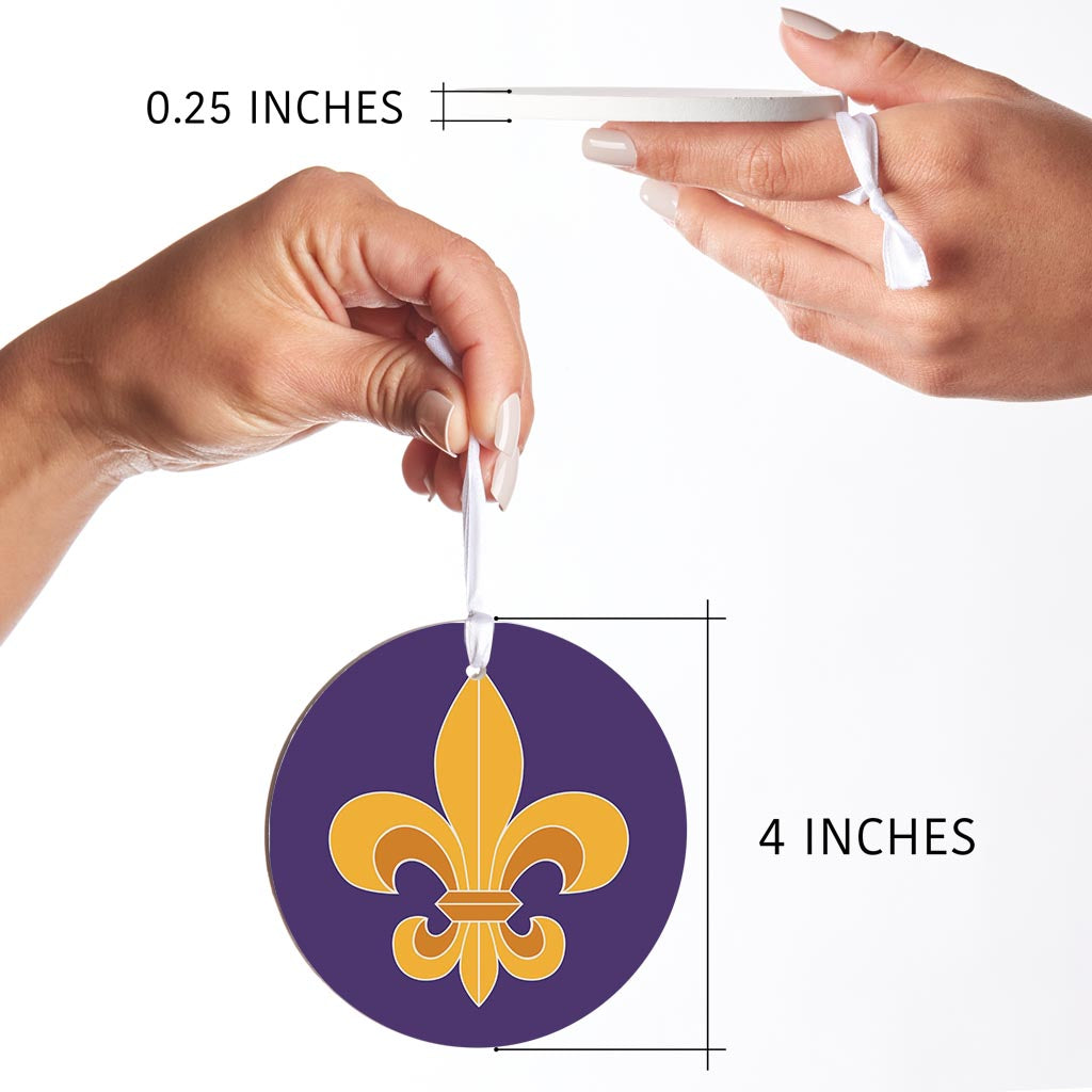 Purple Gold Louisiana Fleur De Lis | Wood Ornament | Eaches | Min 6