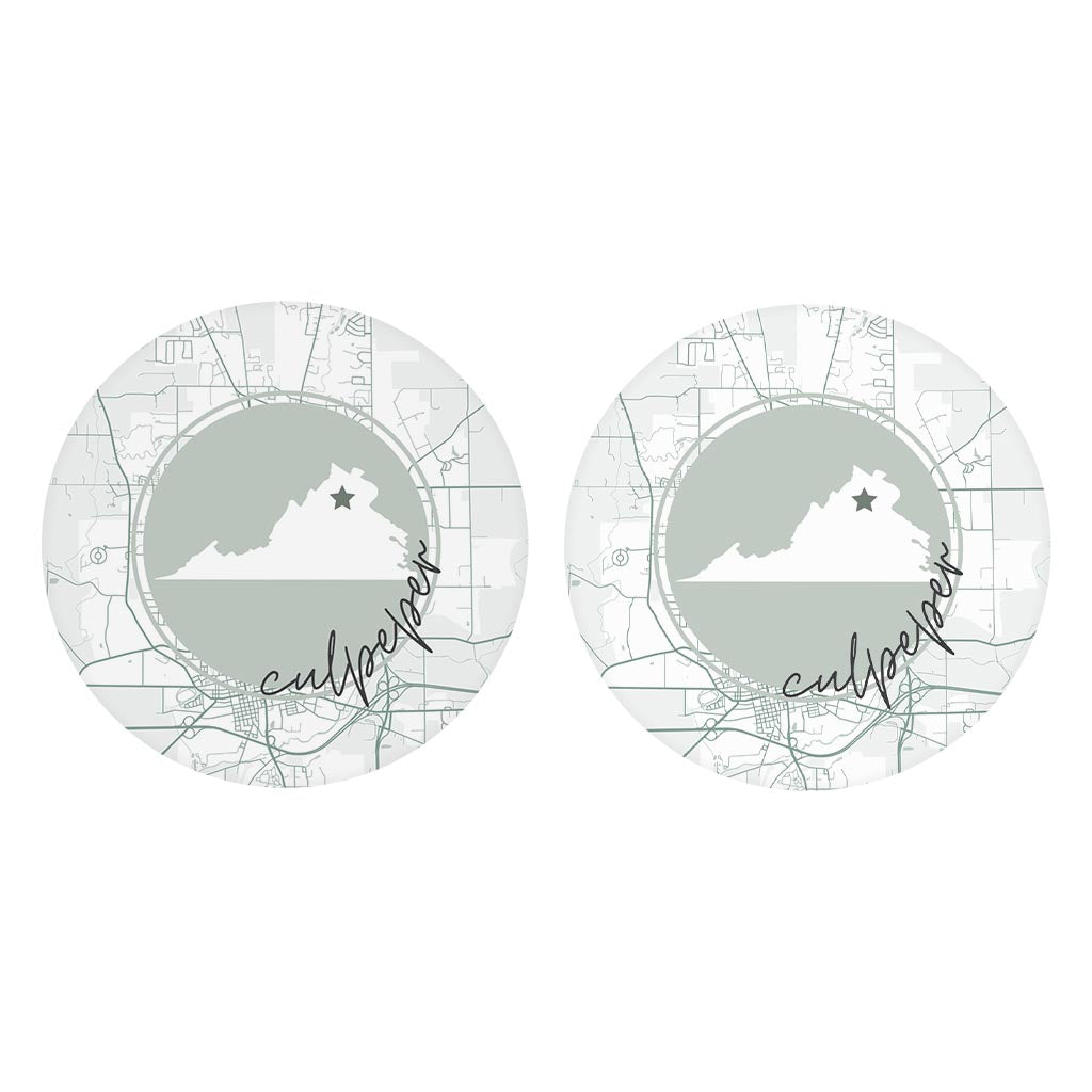 Vintage Groove State Star Map Virginia Culpeper | Absorbent Car Coasters | Set of 2 | Min 4