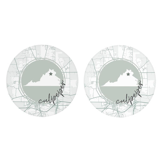 Vintage Groove State Star Map Virginia Culpeper | Absorbent Car Coasters | Set of 2 | Min 4