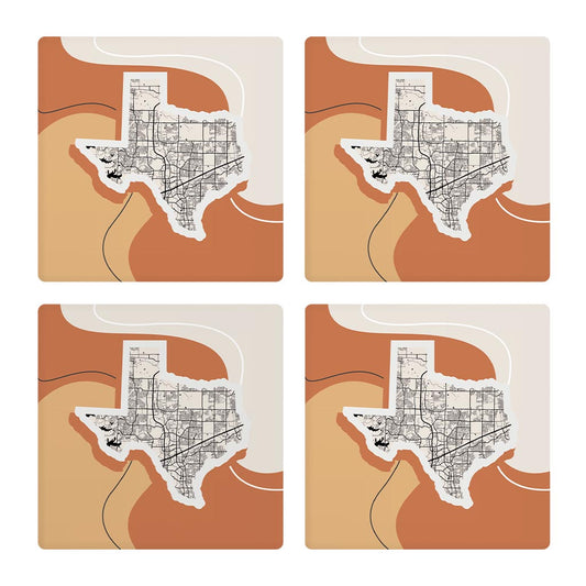 Vintage Groove Fluid Orange Map Texas Frisco