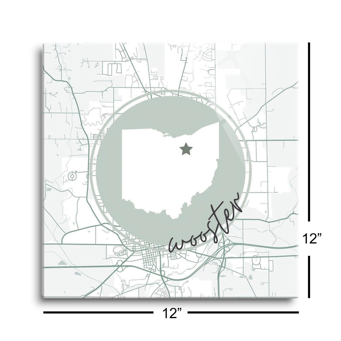 Vintage Groove State Star Map Ohio Wooster | Hi-Def Glass Art | Eaches | Min 1