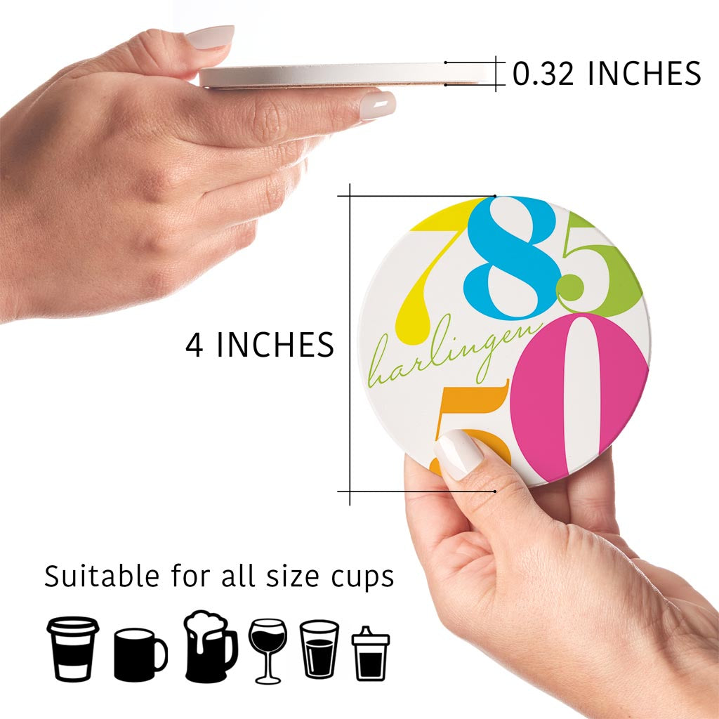 Bright Modern Color Block City Zip Texas Harlingen | Absorbent Coasters | Set of 4 | Min 2