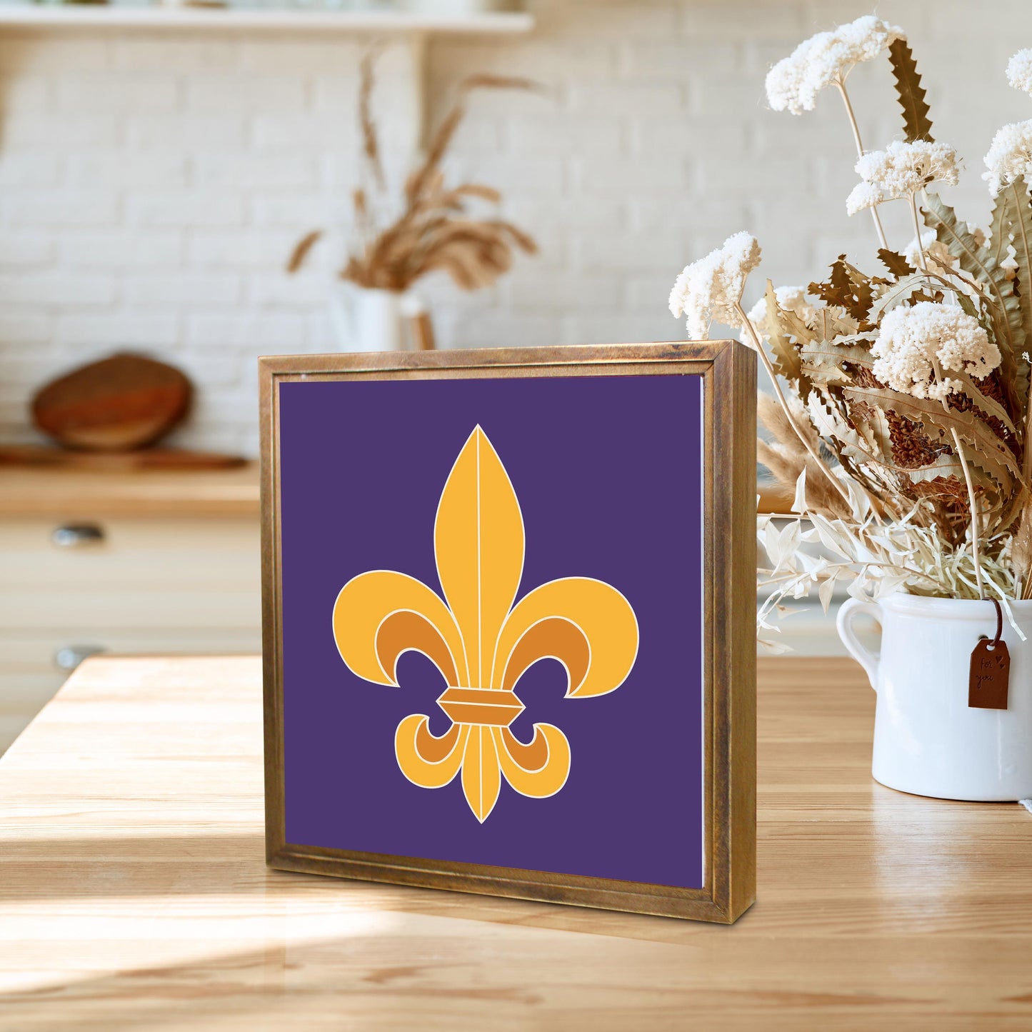 Purple Gold Louisiana Fleur De Lis | Wood Sign | Eaches | Min 1