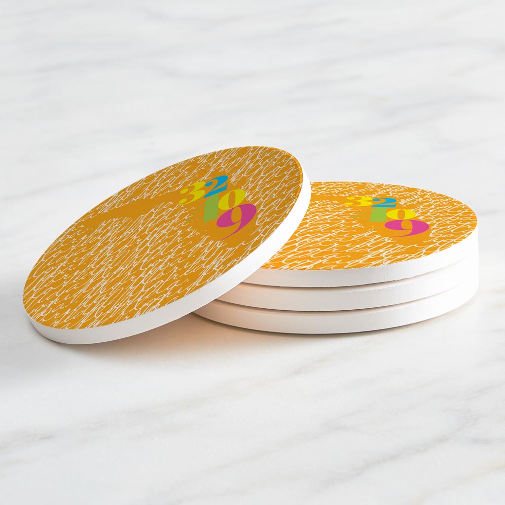 Bright Modern State Script Orange Florida Panama | Absorbent Coasters | Set of 4 | Min 2