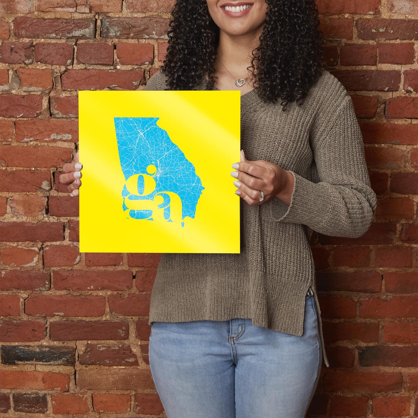 Bright Modern Abbreviated State Yellow Georgia | Hi-Def Glass Art | Eaches | Min 1