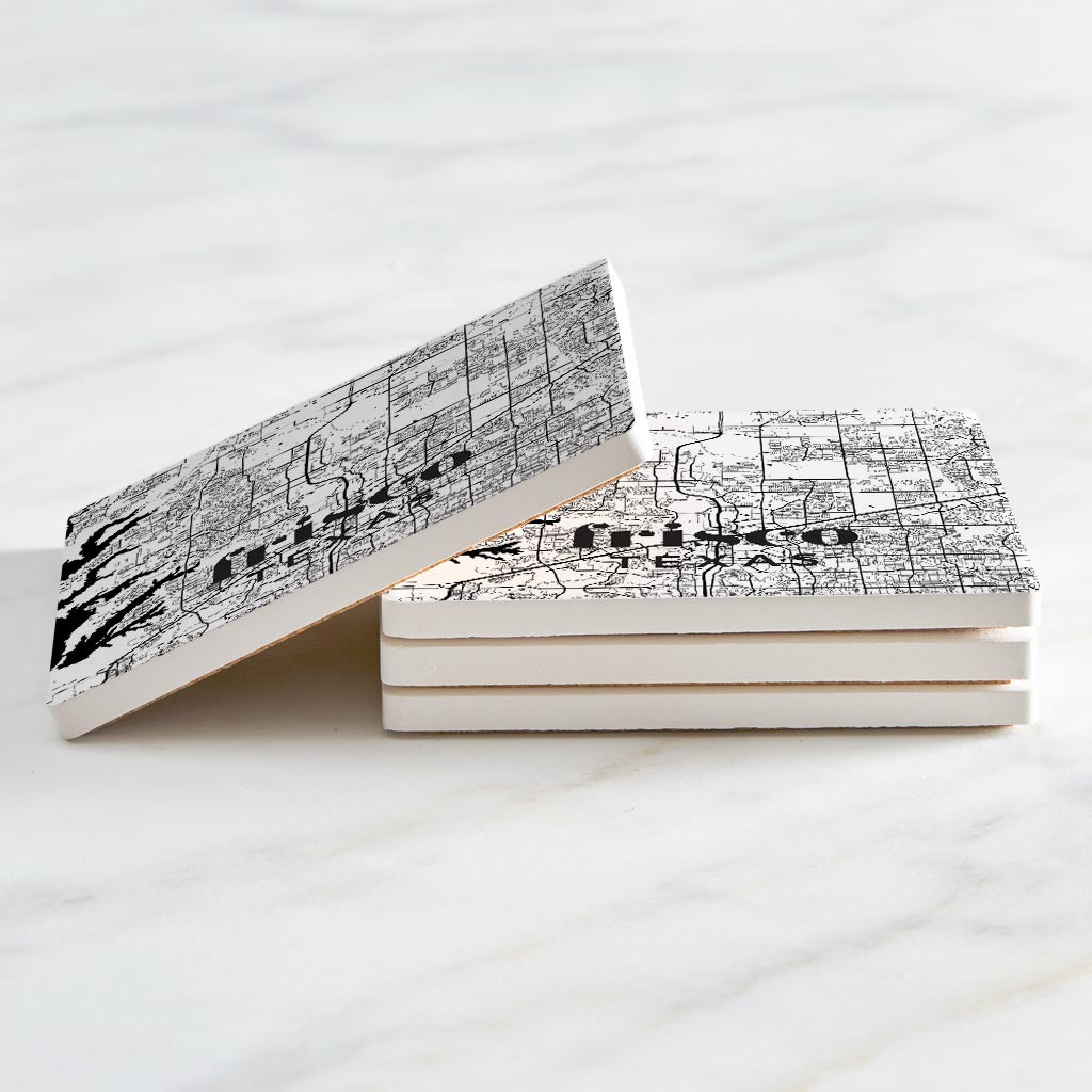 Black and White White Map Texas Frisco