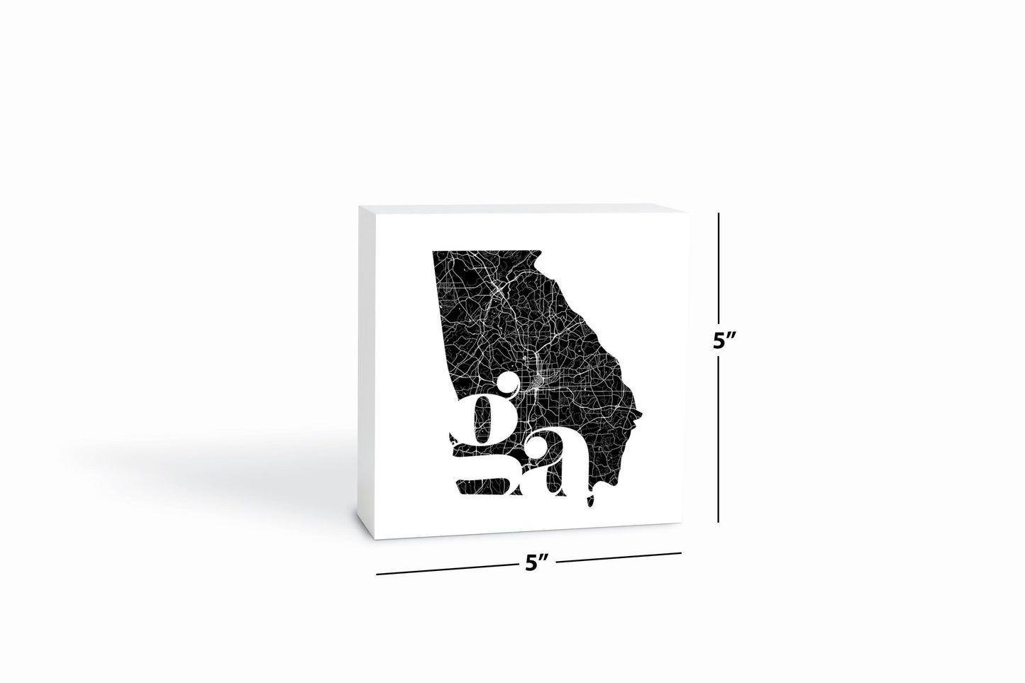 Black And White Abbreviated State Map White Georgia | Wood Block | Eaches | Min 4