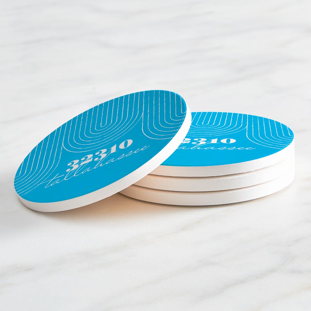 Bright Modern City Zip On Teal Florida Tallahassee | Absorbent Coasters | Set of 4 | Min 2