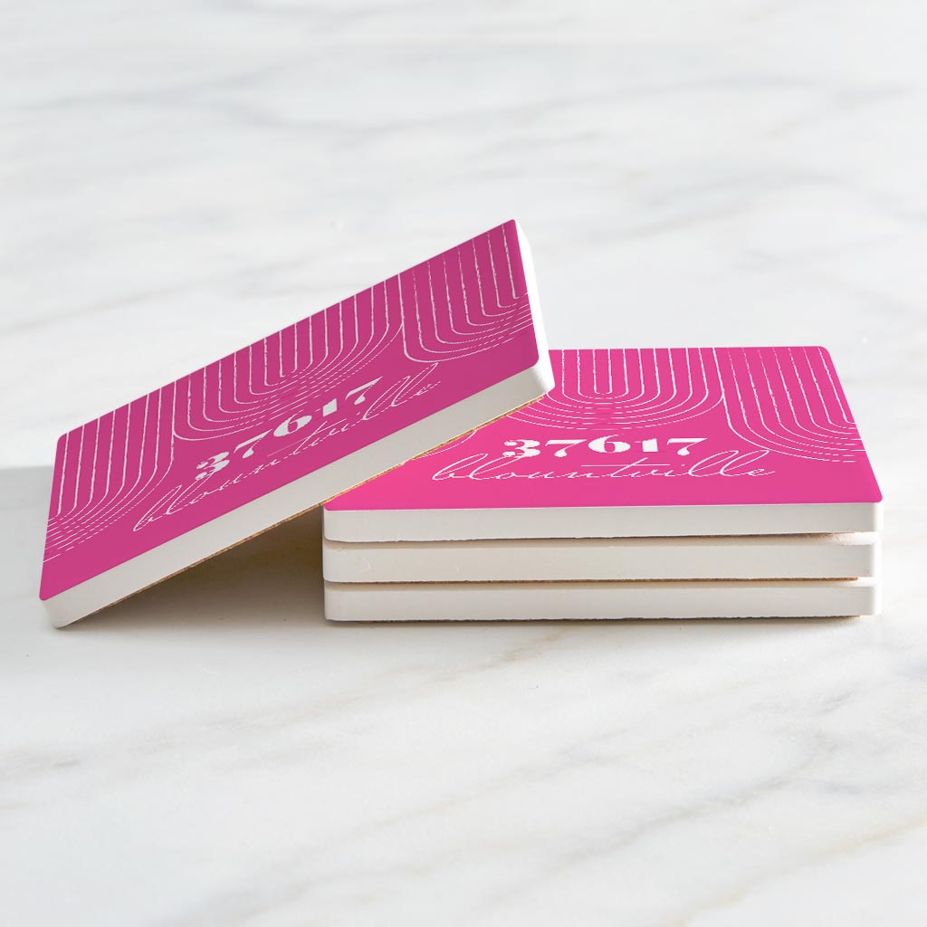 Bright Modern City Zip On Pink Tennessee Blountville | Absorbent Coasters | Set of 4 | Min 2
