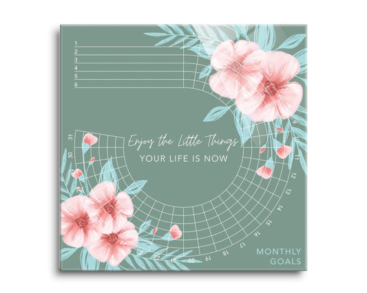 Floral Habit Tracker Enjoy The Little Things | Hi-Def Glass Art | Eaches | Min 2