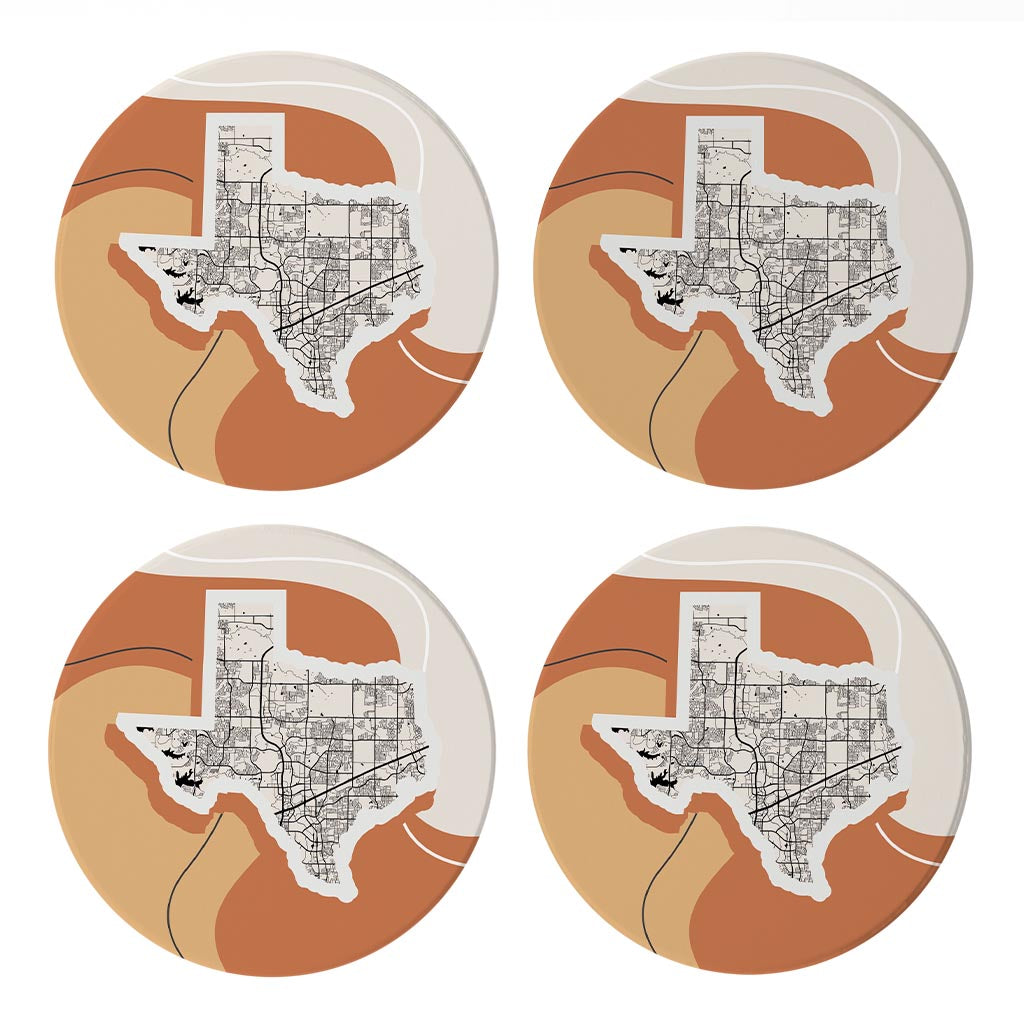 Vintage Groove Fluid Orange Map Texas Frisco